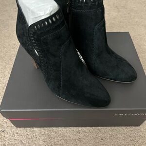 Vince Camuto Black Suede Reeista Ankle Booties
